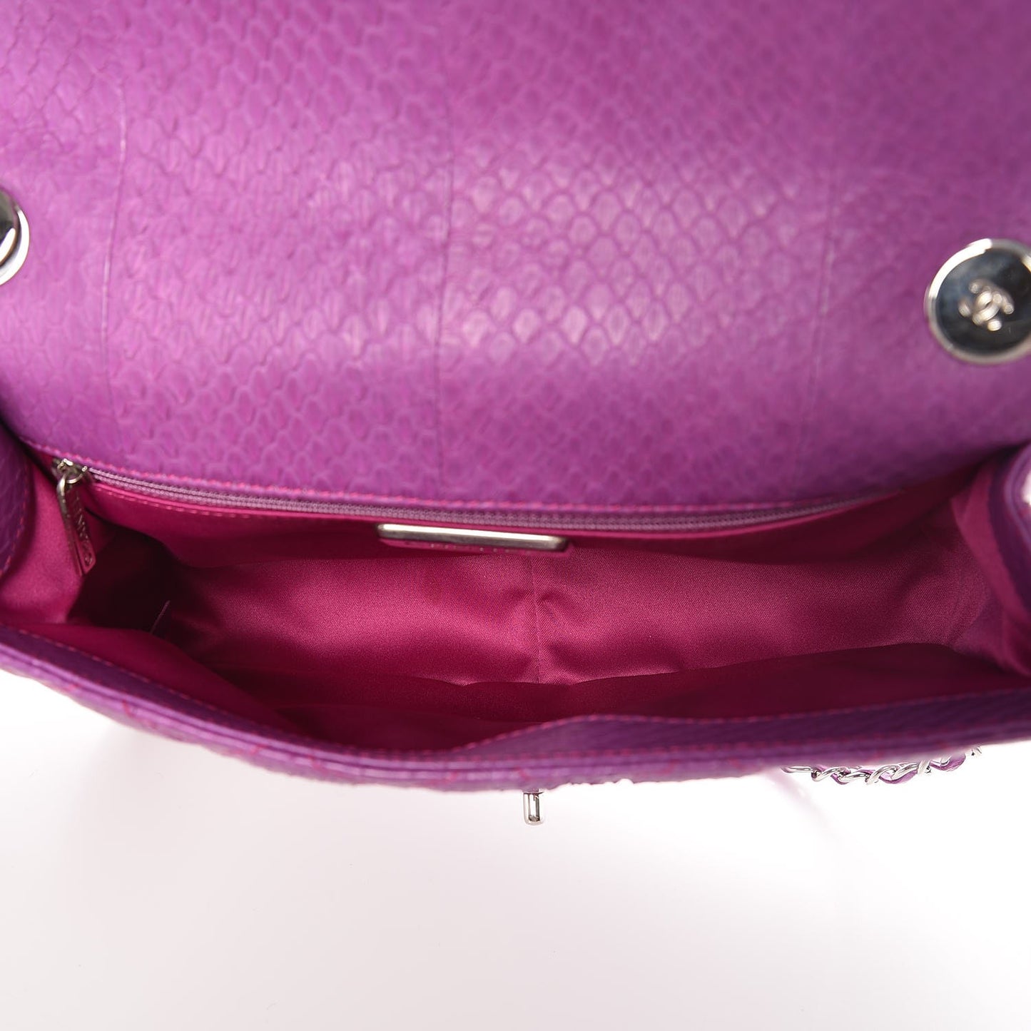 Elaphe Snakeskin Quilted Medium Easy Carry Flap Purple