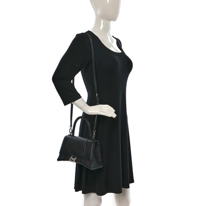 Balenciaga Grained Calfskin Small Hourglass Top Handle Bag Black 2 of 12