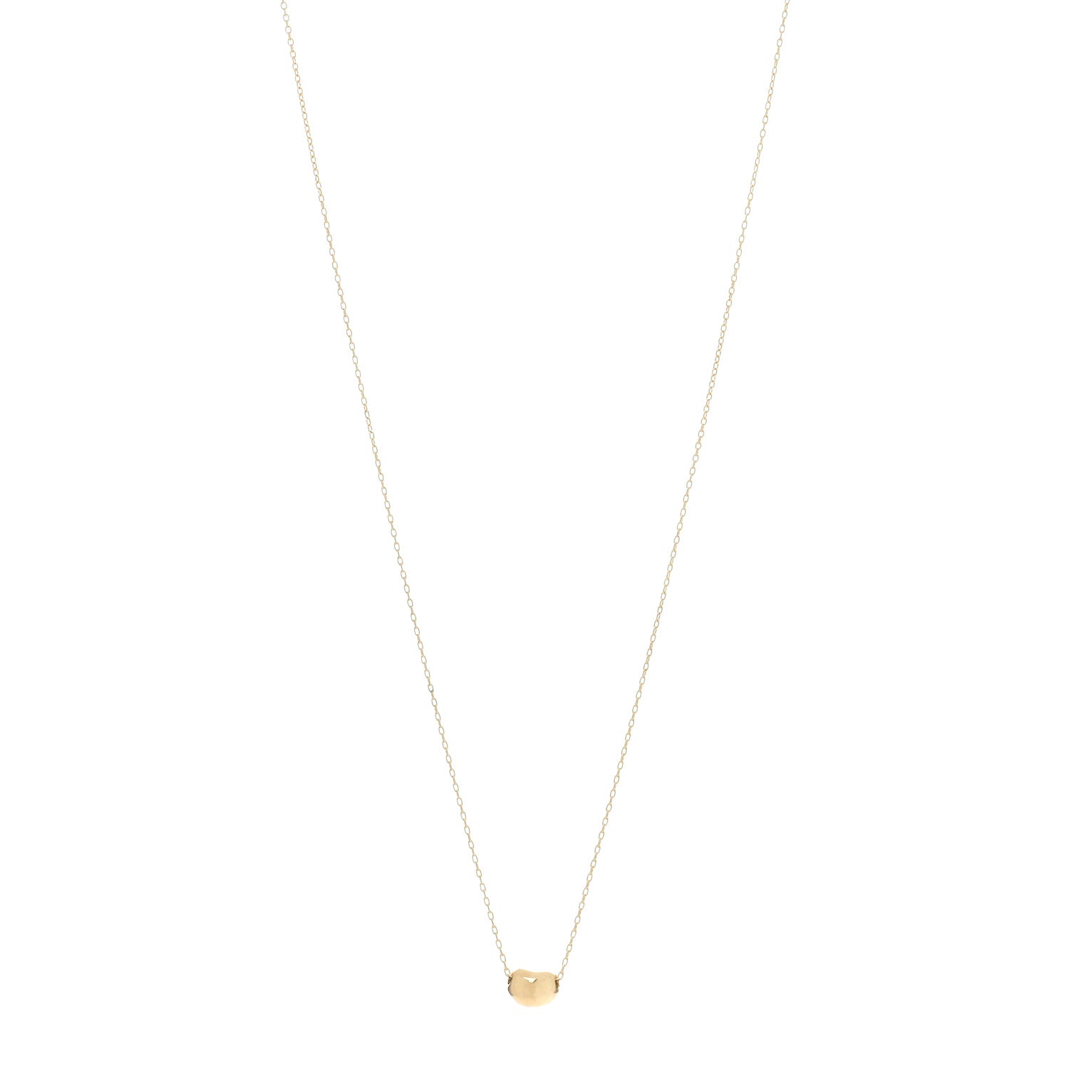 Tiffany 18K Yellow Gold 6.5mm Elsa Peretti Bean Pendant Necklace 1 of 5
