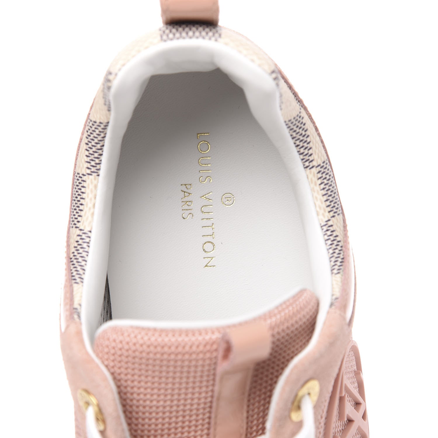 Louis Vuitton Suede Damier Azur Run Away Sneakers 38 Pink 7 of 9