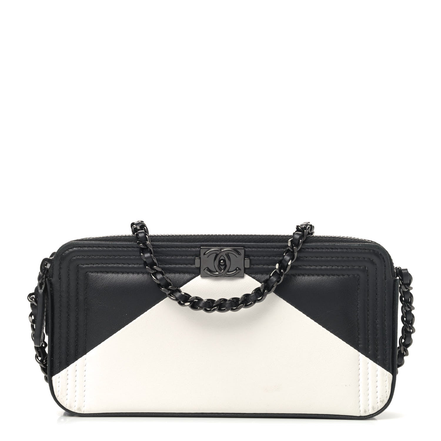 Chanel Bi-Color Small Boy Clutch With Chain So Black 1 of 5