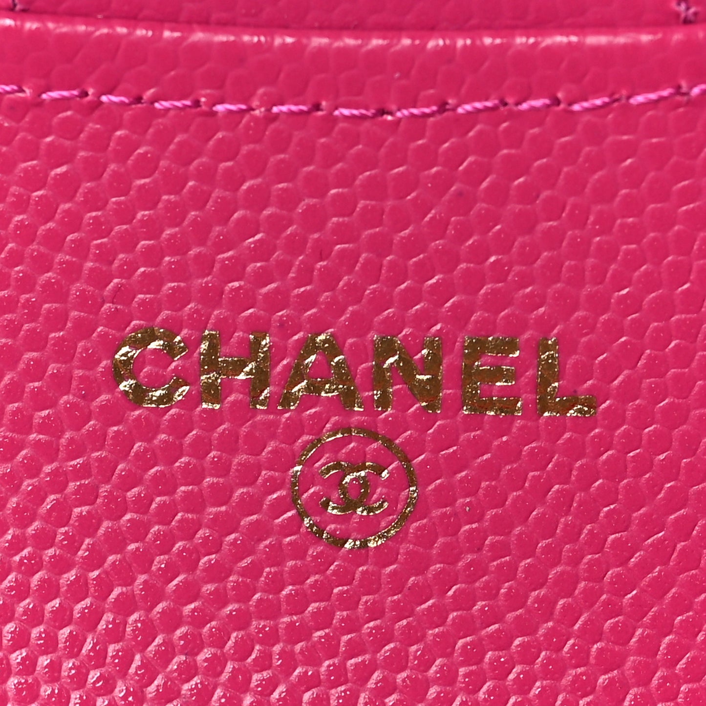 Caviar Quilted Flap Card Holder Wallet Dark Pink
