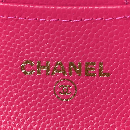 Chanel Caviar Quilted Flap Card Holder Wallet Dark Pink 6 of 9