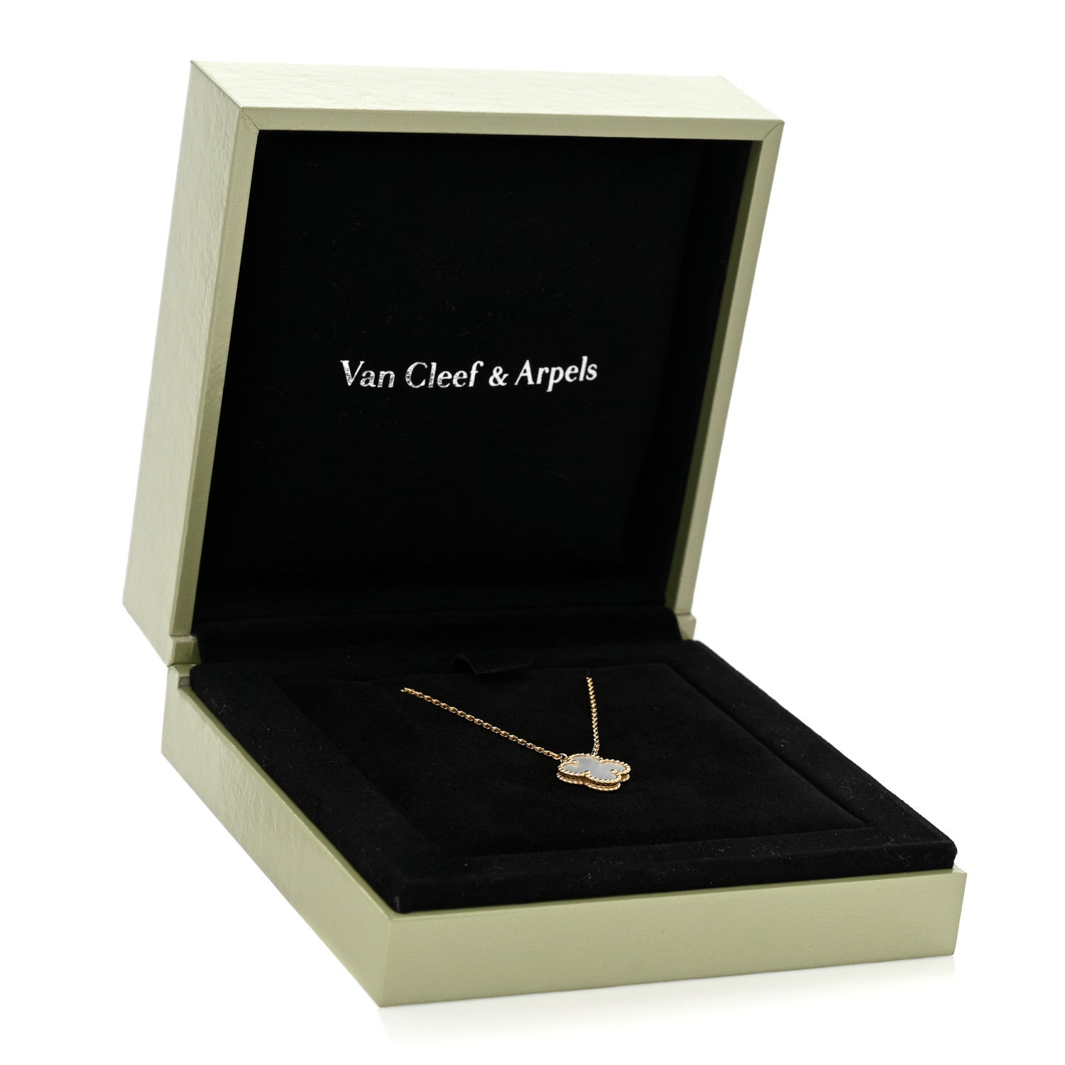 Van Cleef & Arpels 18K Yellow Gold Mother of Pearl Vintage Alhambra Pendant Necklace 7 of 7
