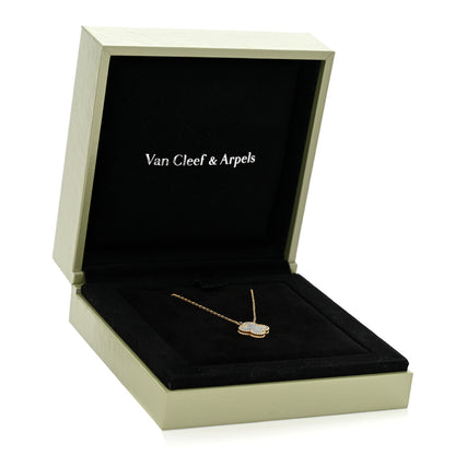 Van Cleef & Arpels 18K Yellow Gold Mother of Pearl Vintage Alhambra Pendant Necklace 7 of 7