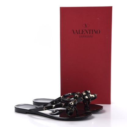 Valentino Garavani PVC Jelly Rockstud Bow Thong Sandals 36 Black 9 of 9