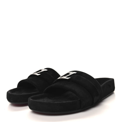 Christian Louboutin Suede Mens Varsimule Bizz Logo Slide Sandals 43 Black 2 of 7
