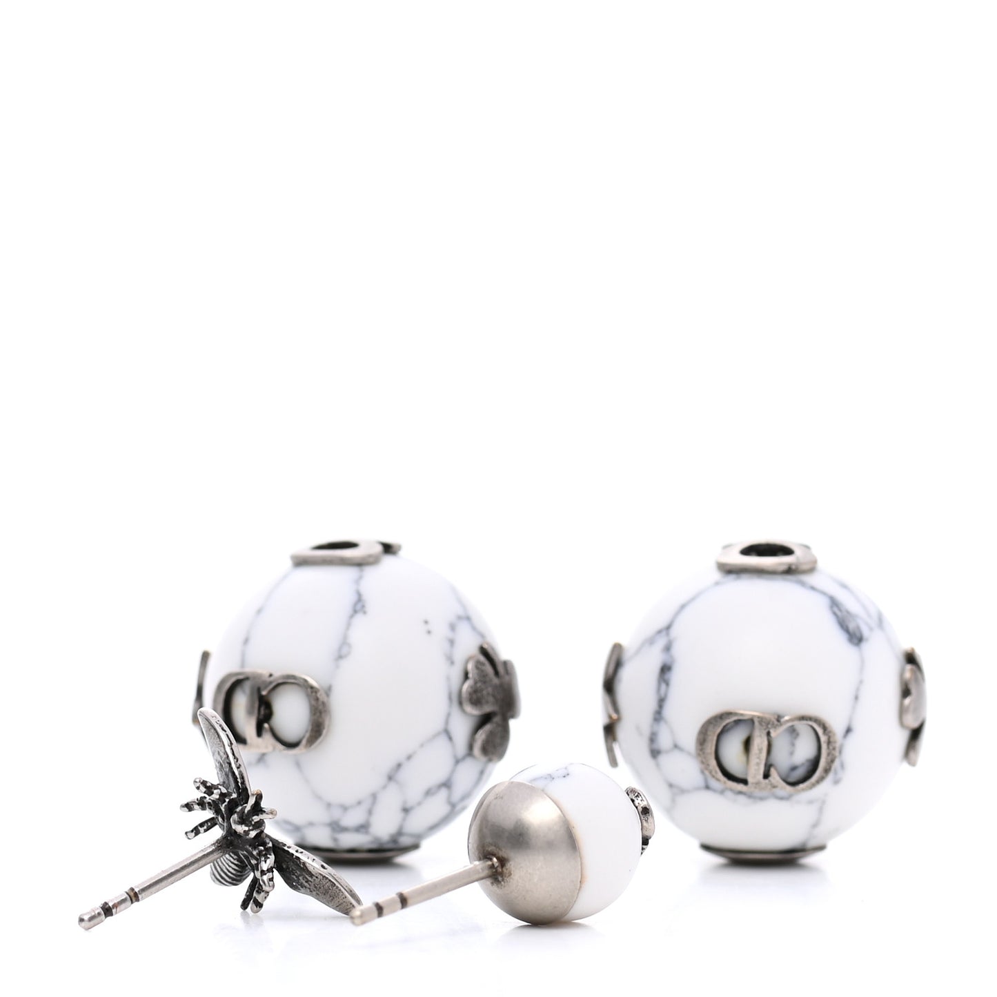 Marble Mise En Dior Tribal Bee Earrings White