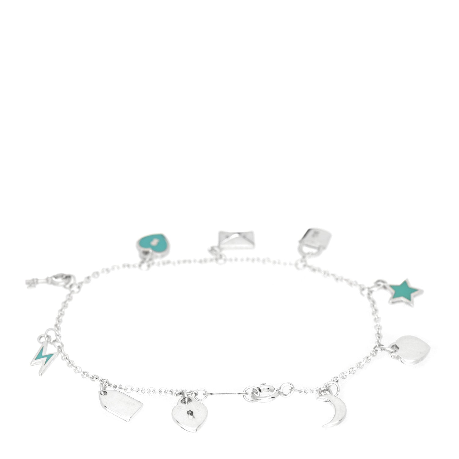 Tiffany Sterling Silver Enamel Love Notes Charm Bracelet Blue 3 of 4