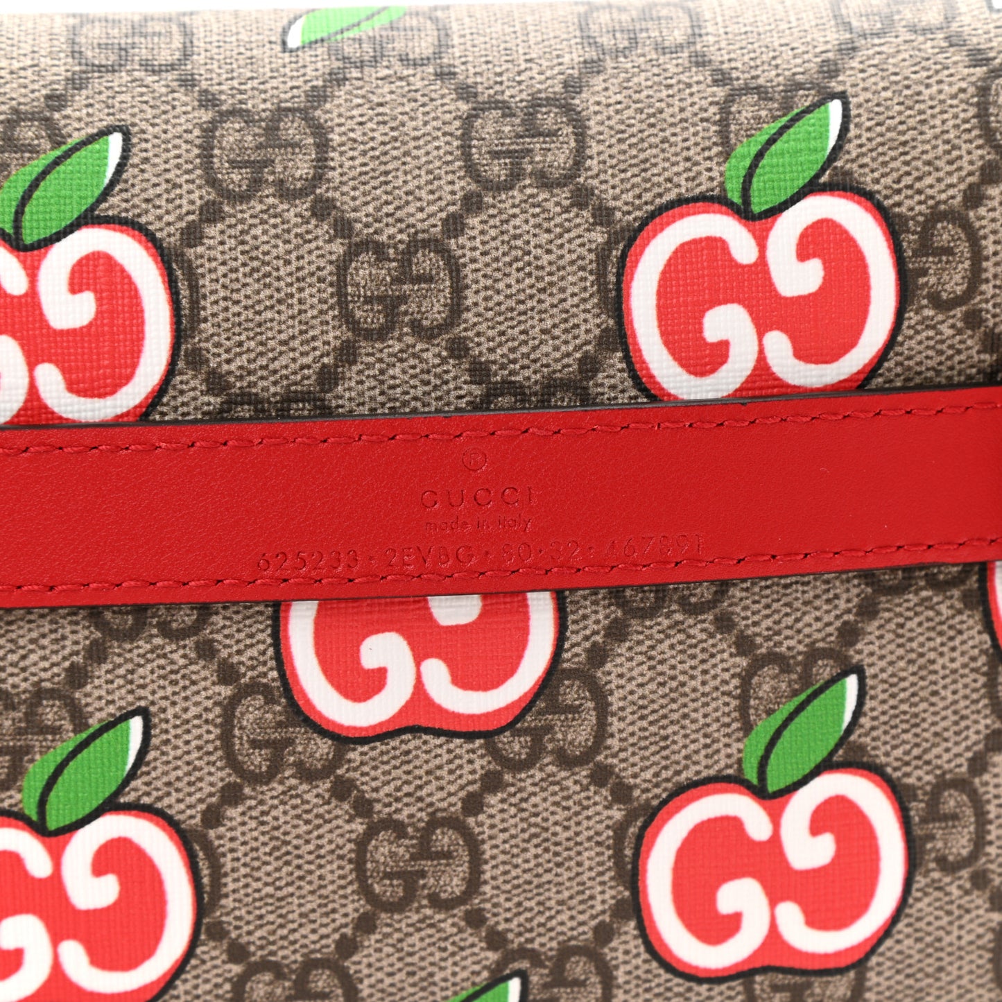 GG Supreme Monogram Apple Interlocking G Belt Bag Beige Multicolor Lobster Red