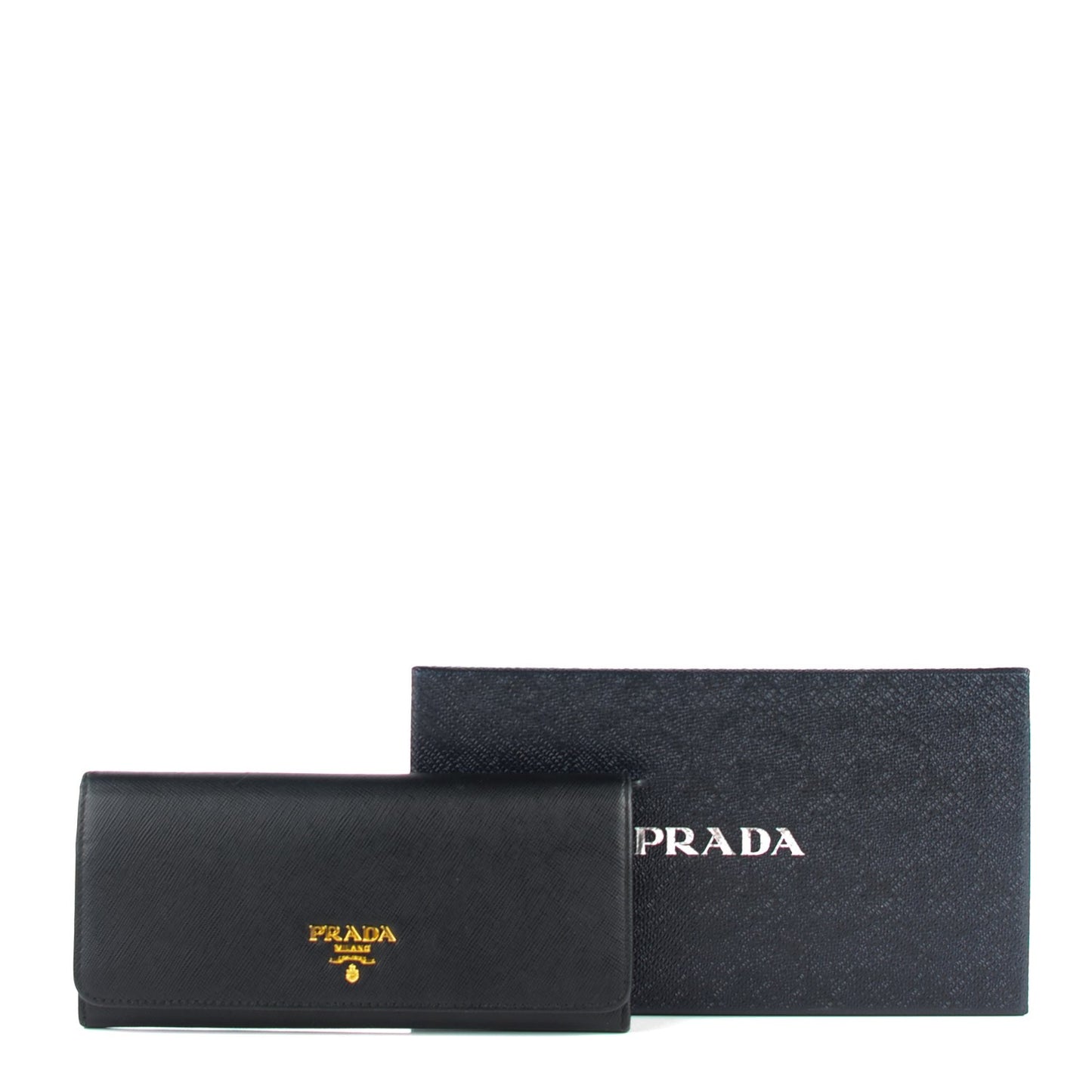 Saffiano Metal Continental Flap Wallet Nero Black