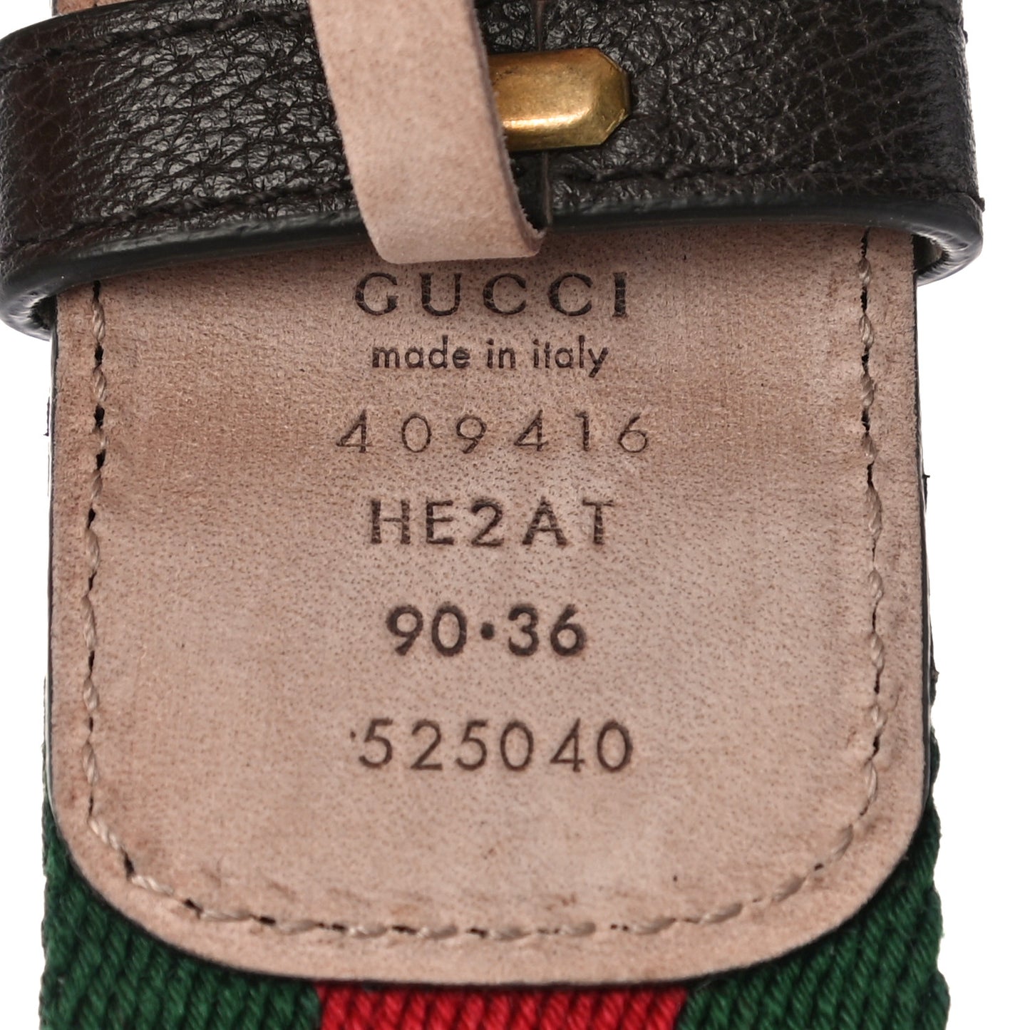 Nylon Textured Calfskin Double G Web 40mm Belt 90 36 Green Red Dark Cocoa