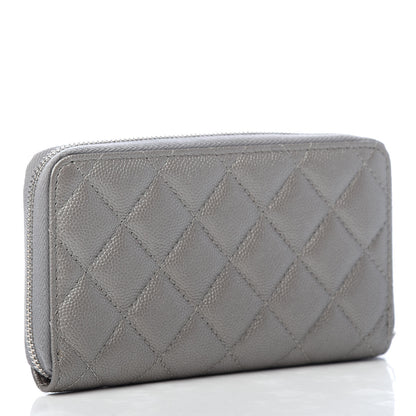 Chanel Metallic Caviar Quilted Medium Maxi CC Zip Around Wallet Grey 3 of 9