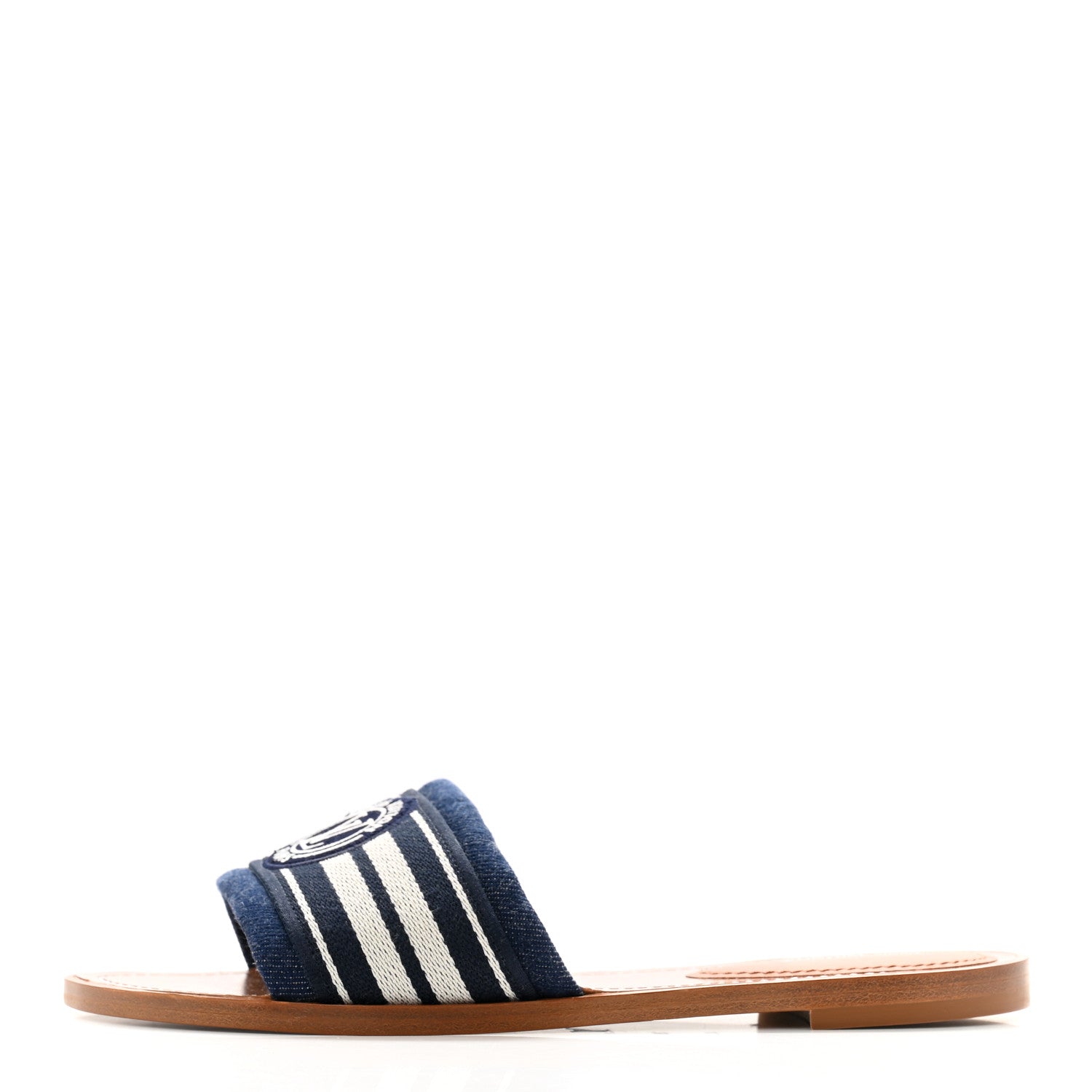 Louis Vuitton Canvas Calfskin Lock It Flat Mules 38 Blue 1 of 9