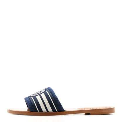 Louis Vuitton Canvas Calfskin Lock It Flat Mules 38 Blue 1 of 9