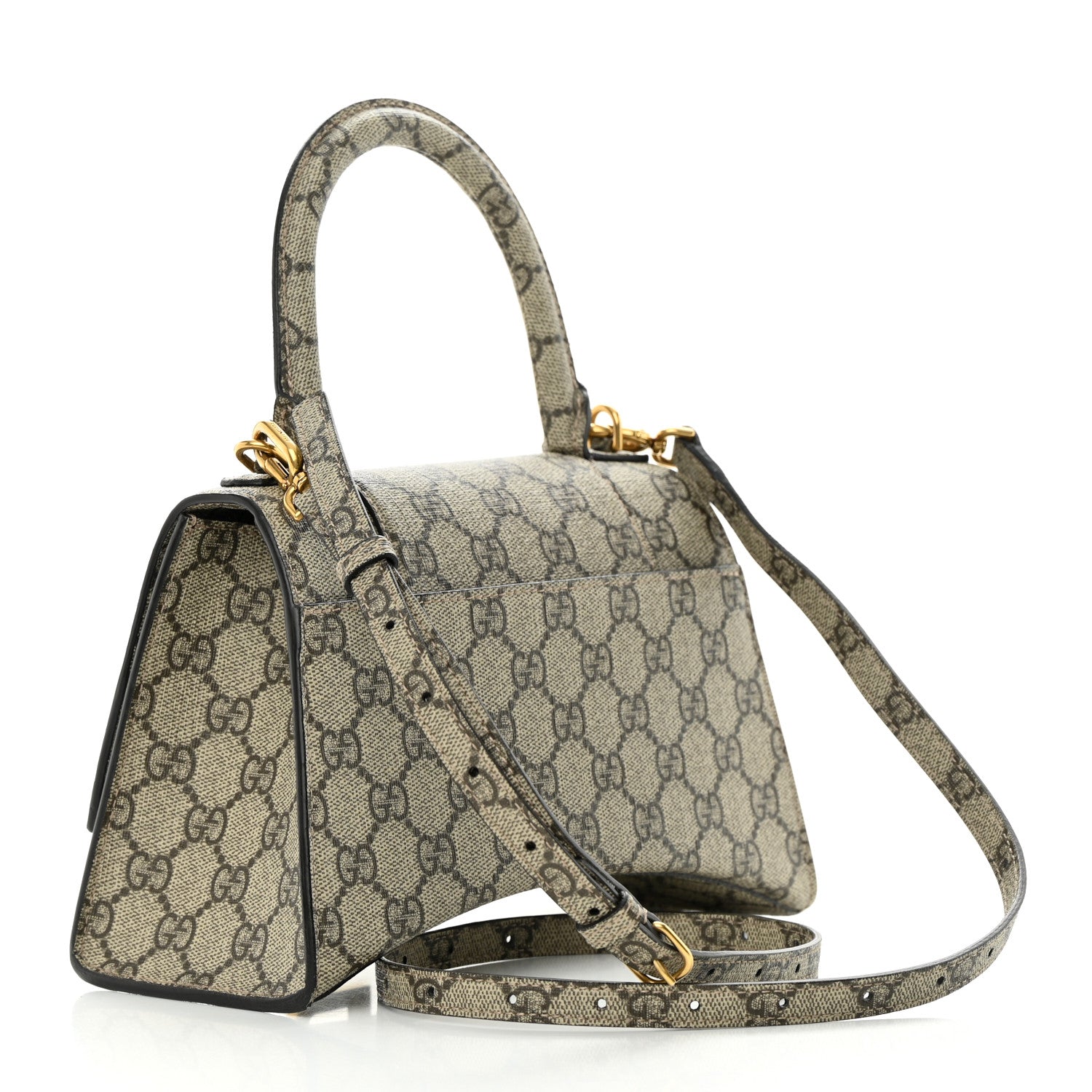 Balenciaga X GUCCI GG Supreme Monogram Small Hourglass Top Handle Bag Beige Ebony 3 of 13