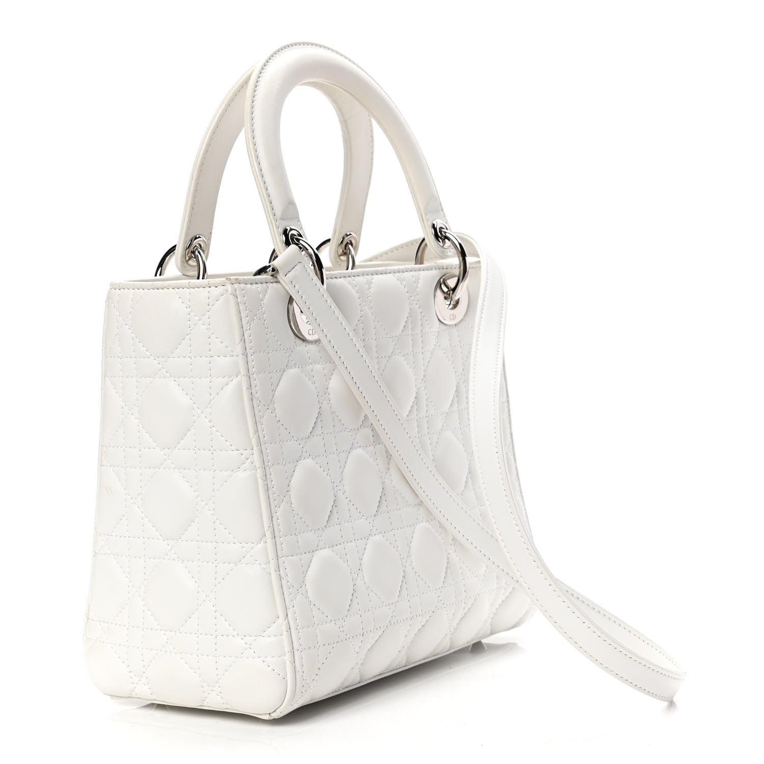 Christian Dior Lambskin Cannage Medium Lady Dior White 2 of 7