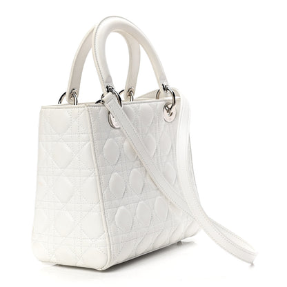 Christian Dior Lambskin Cannage Medium Lady Dior White 2 of 7