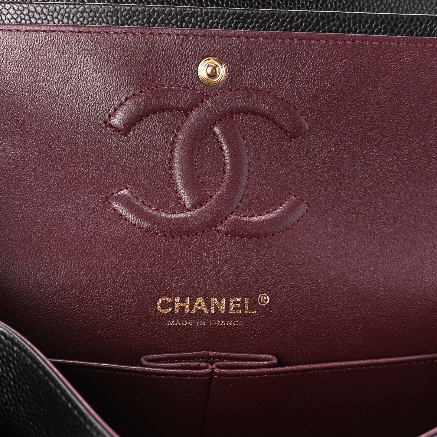 Caviar Quilted Medium Double Flap Black