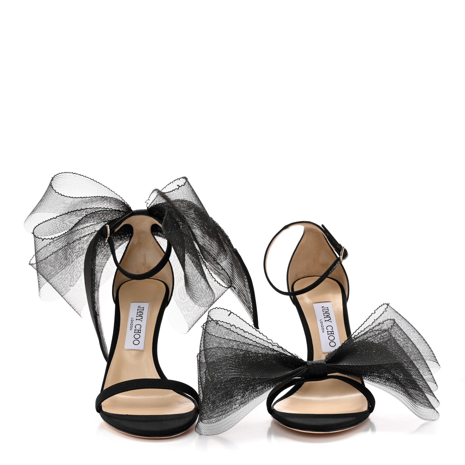 Jimmy Choo Grosgrain Aveline Bow 100 Sandals 38.5 Black 2 of 11