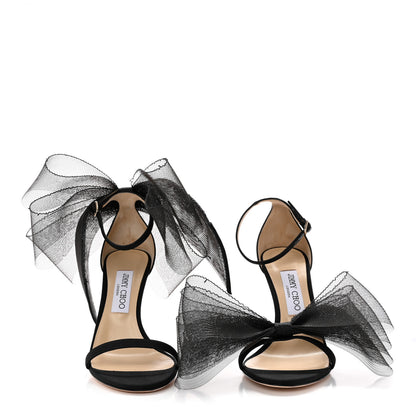 Jimmy Choo Grosgrain Aveline Bow 100 Sandals 38.5 Black 2 of 11