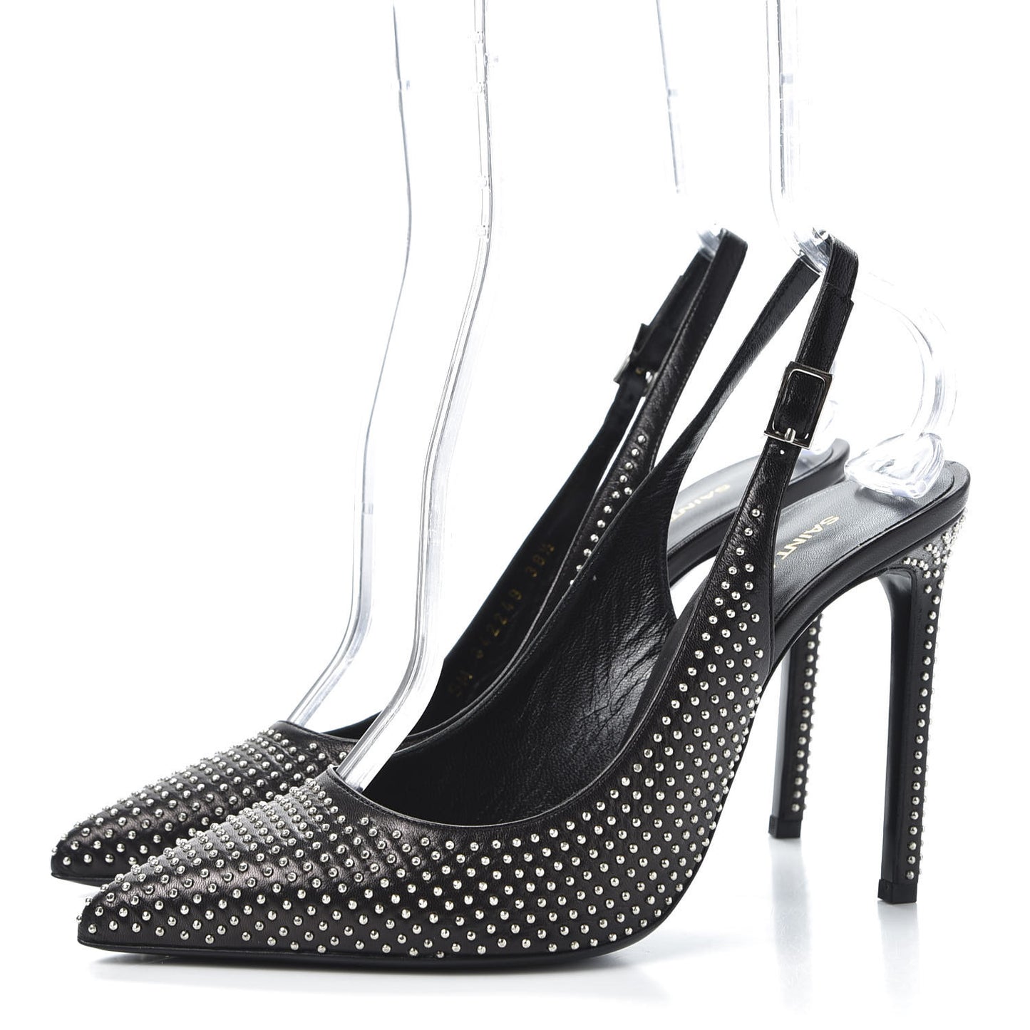 Calfskin Studded Paris 105 Slingback Pumps 38.5 Black