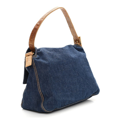 Fendi Denim Lizard Mama Baguette Blue 3 of 11