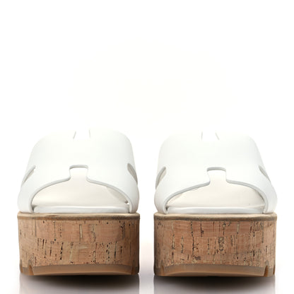 Hermes Calfskin Cork Eze 30 Sandals 38 White 3 of 12