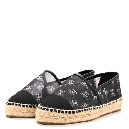 Chanel Mesh Grosgrain CC Espadrilles 36 Black White 4 of 9