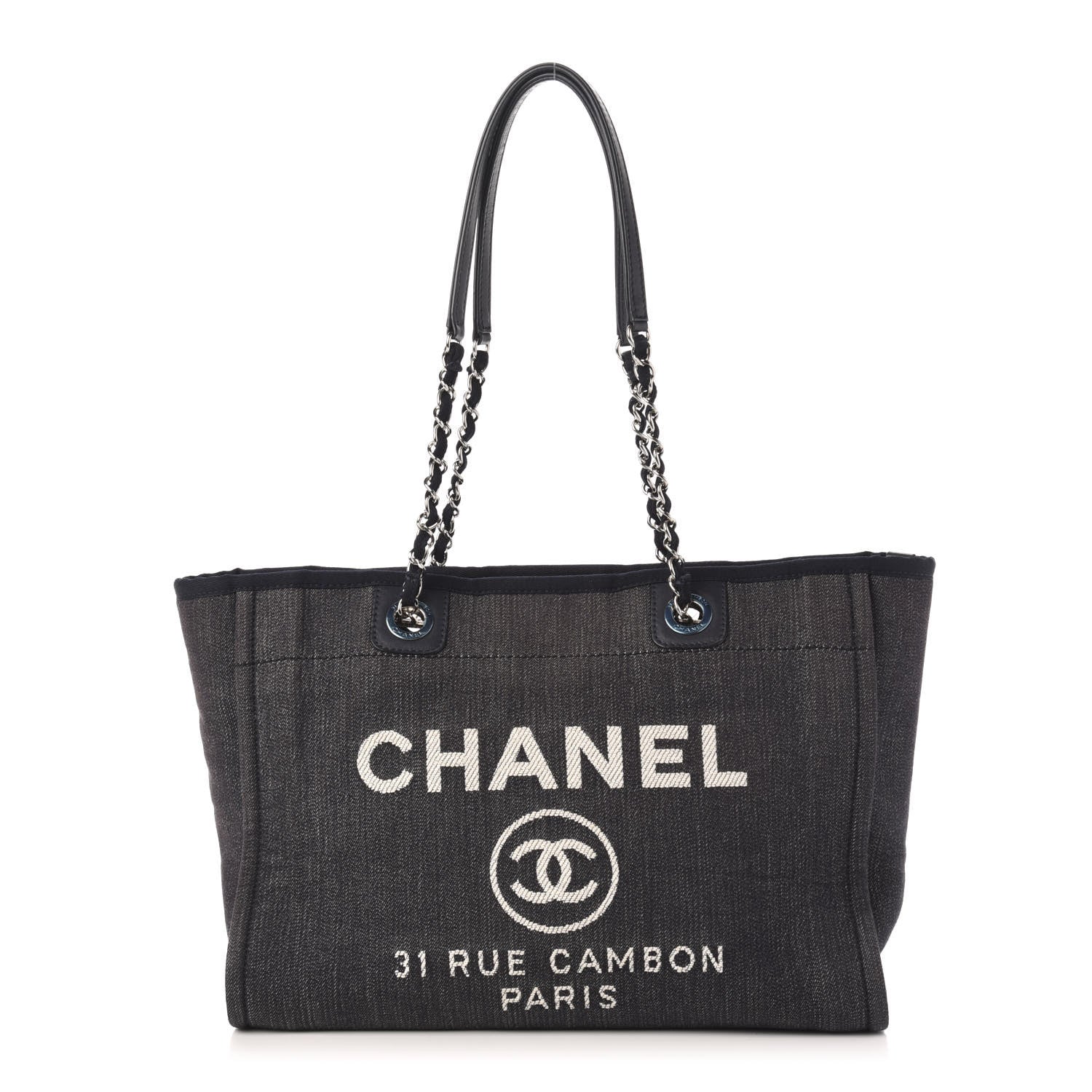 Chanel Denim Small Deauville Tote Dark Blue 1 of 10