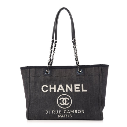 Chanel Denim Small Deauville Tote Dark Blue 1 of 10