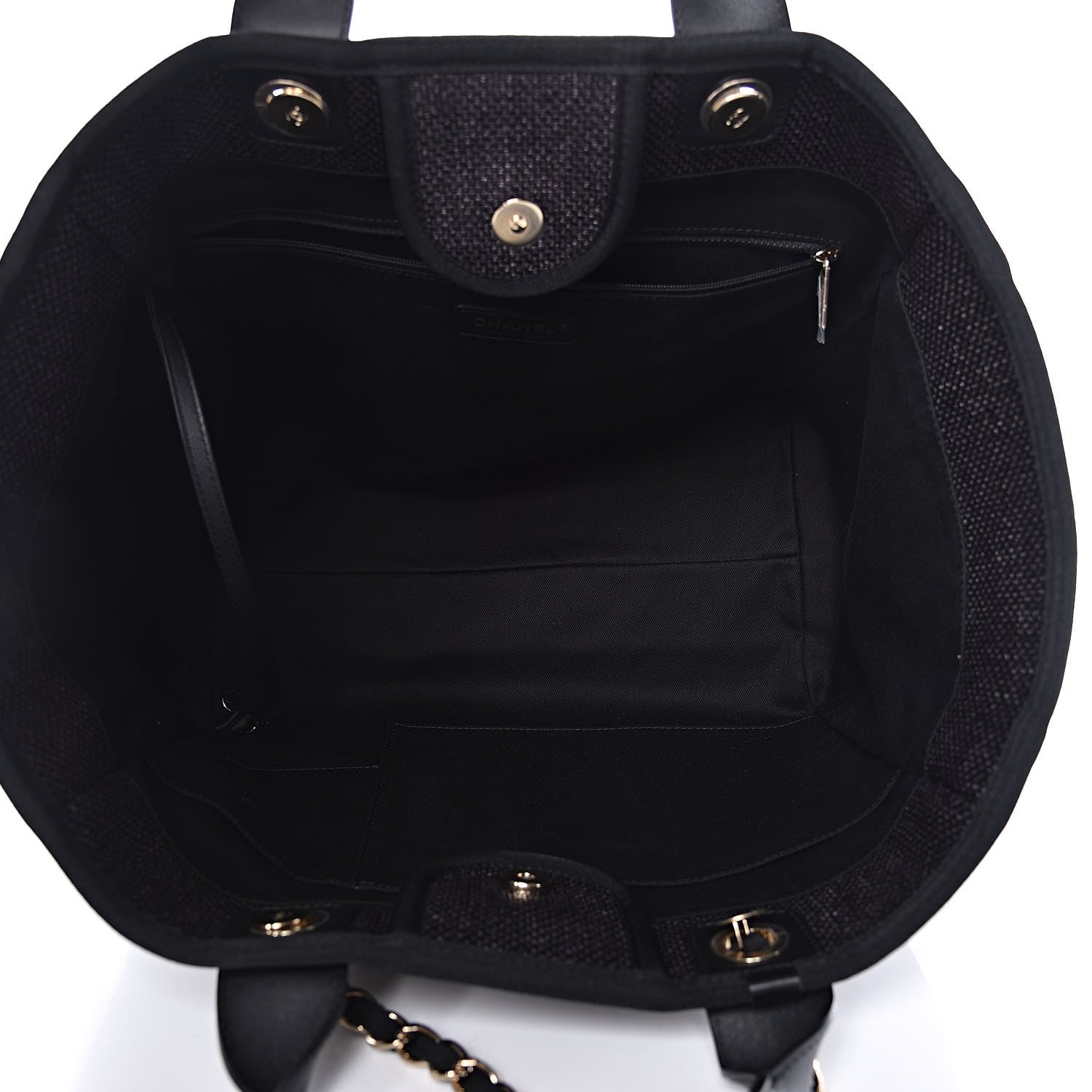 Chanel Woven Straw Raffia Large Deauville Tote Black 5 of 9