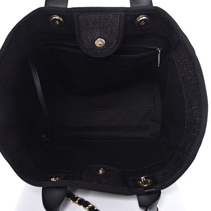 Chanel Woven Straw Raffia Large Deauville Tote Black 5 of 9