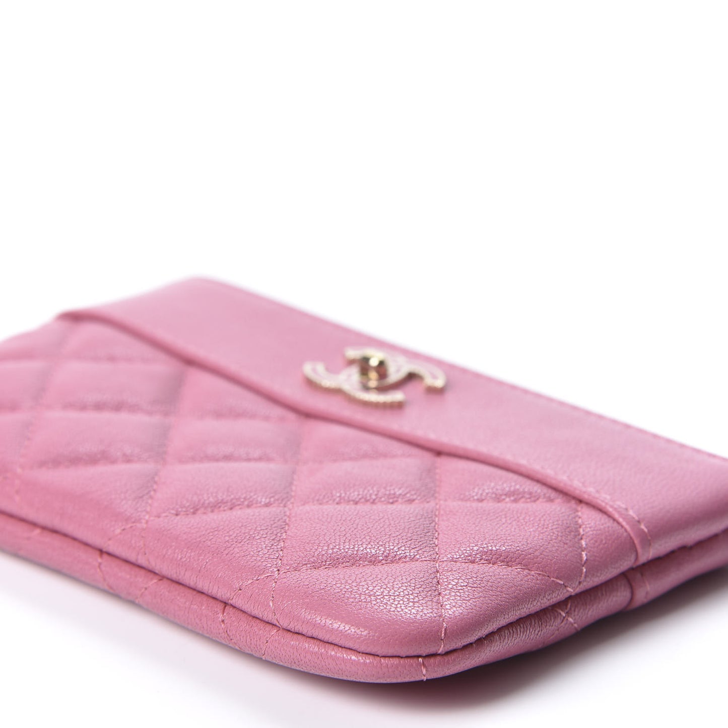 Sheepskin Quilted Small Vintage Mademoiselle Cosmetic Case Dark Pink