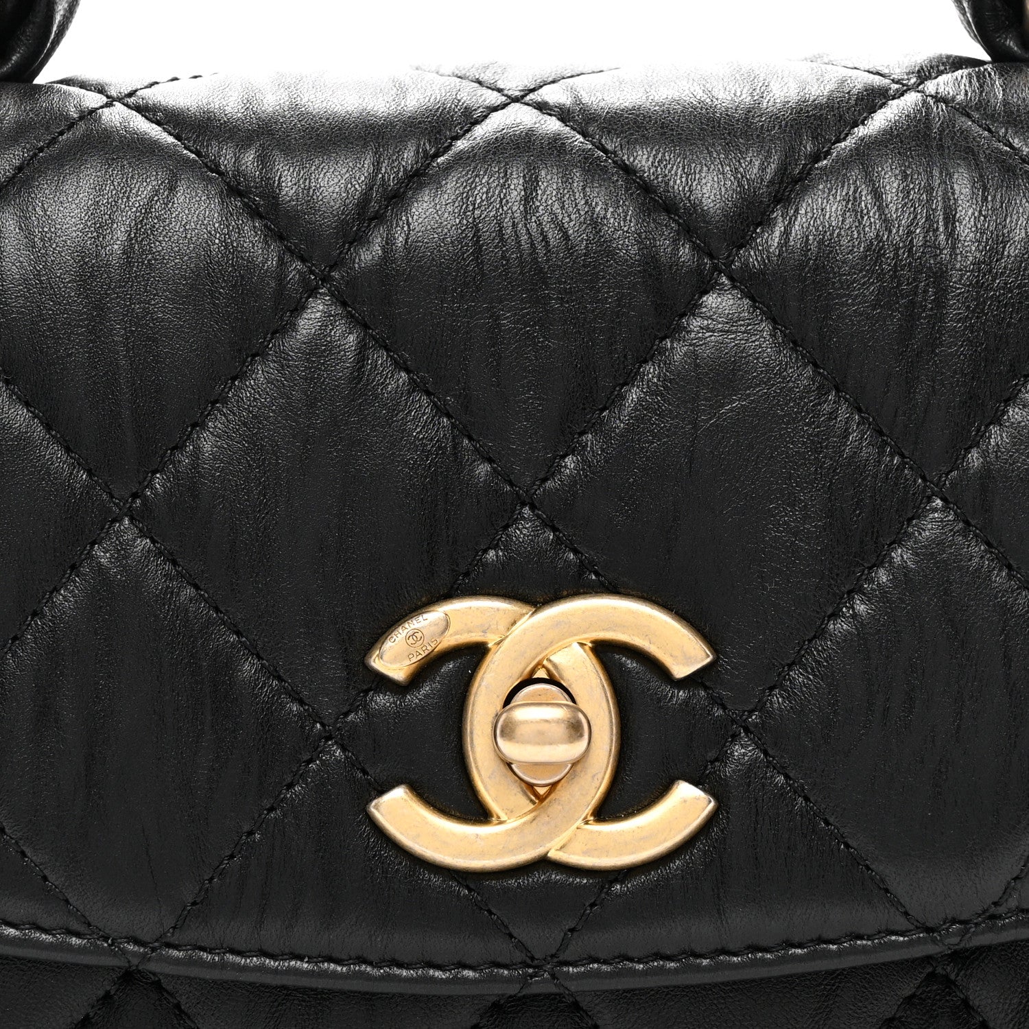 Chanel Crumpled Lambskin Quilted Mini CC Links Top Handle Flap Black 8 of 10
