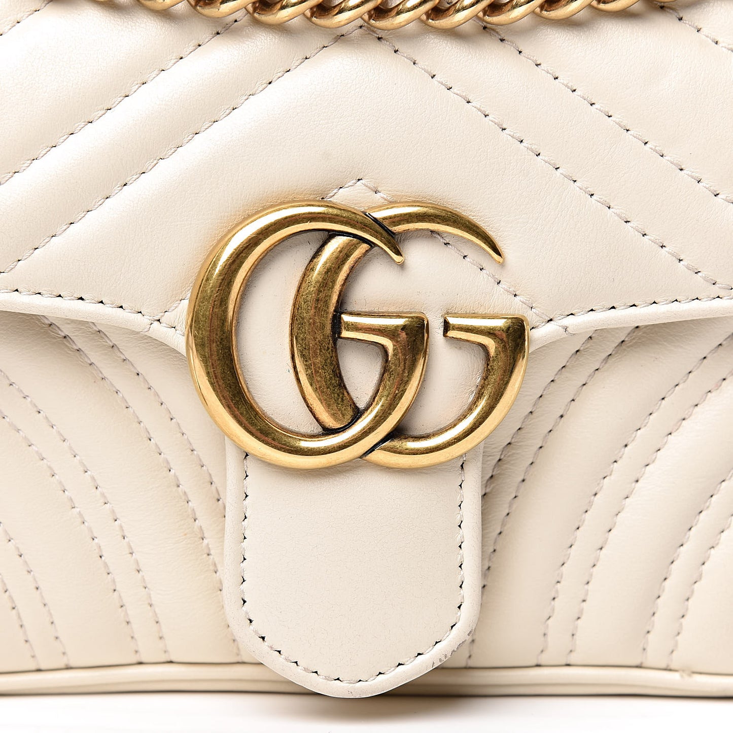Calfskin Matelasse Mini GG Marmont Shoulder Bag White