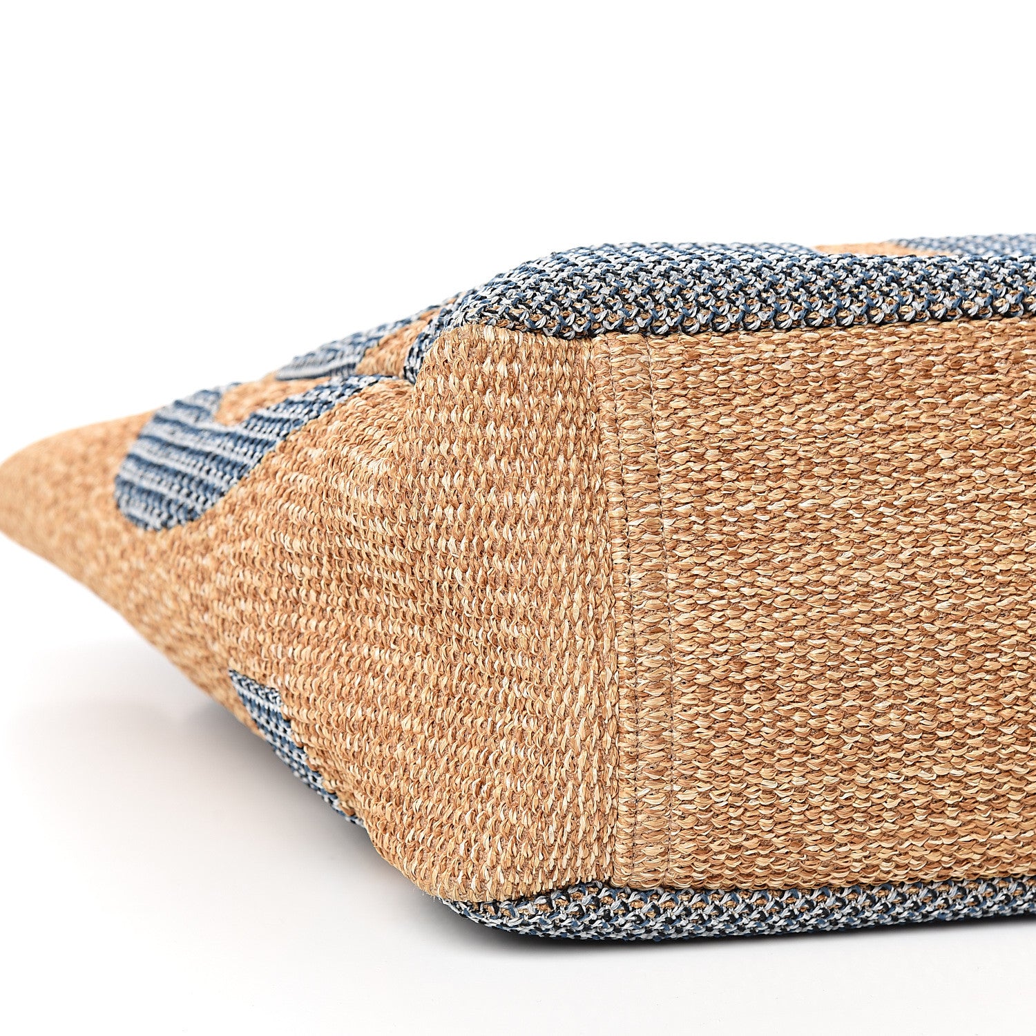 Chanel Mixed Fibers Large Shopping Bag Blue Beige 7 of 9
