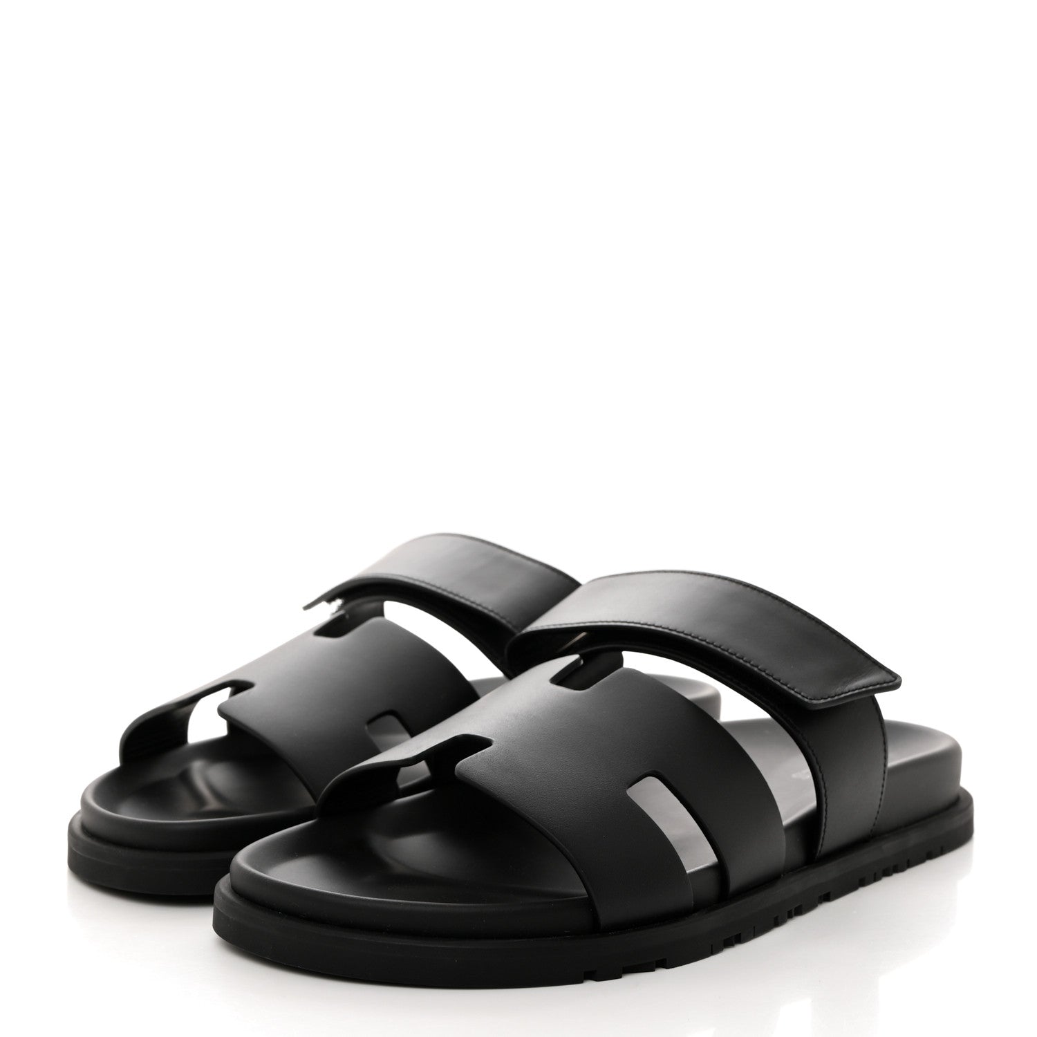 Hermes Calfskin Womens Chypre Sandals 40 Black 3 of 9