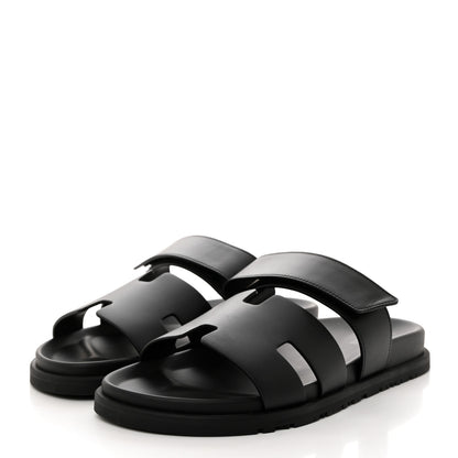 Hermes Calfskin Womens Chypre Sandals 40 Black 3 of 9