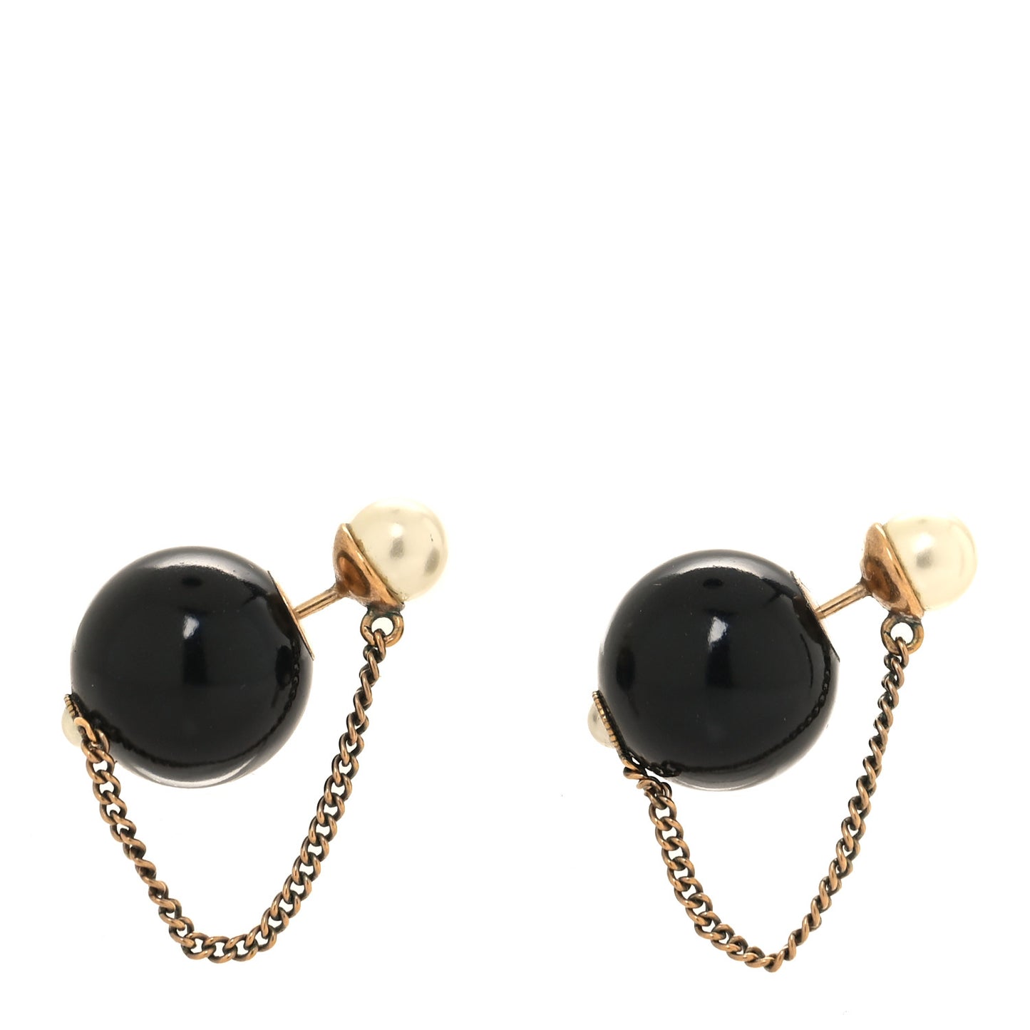 Pearl Mise En Dior Tribal Chain Earrings Black White