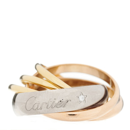 Cartier 18K Pink Yellow White Gold Diamond Trinity 6 Band Ring 49 4.75 1 of 4