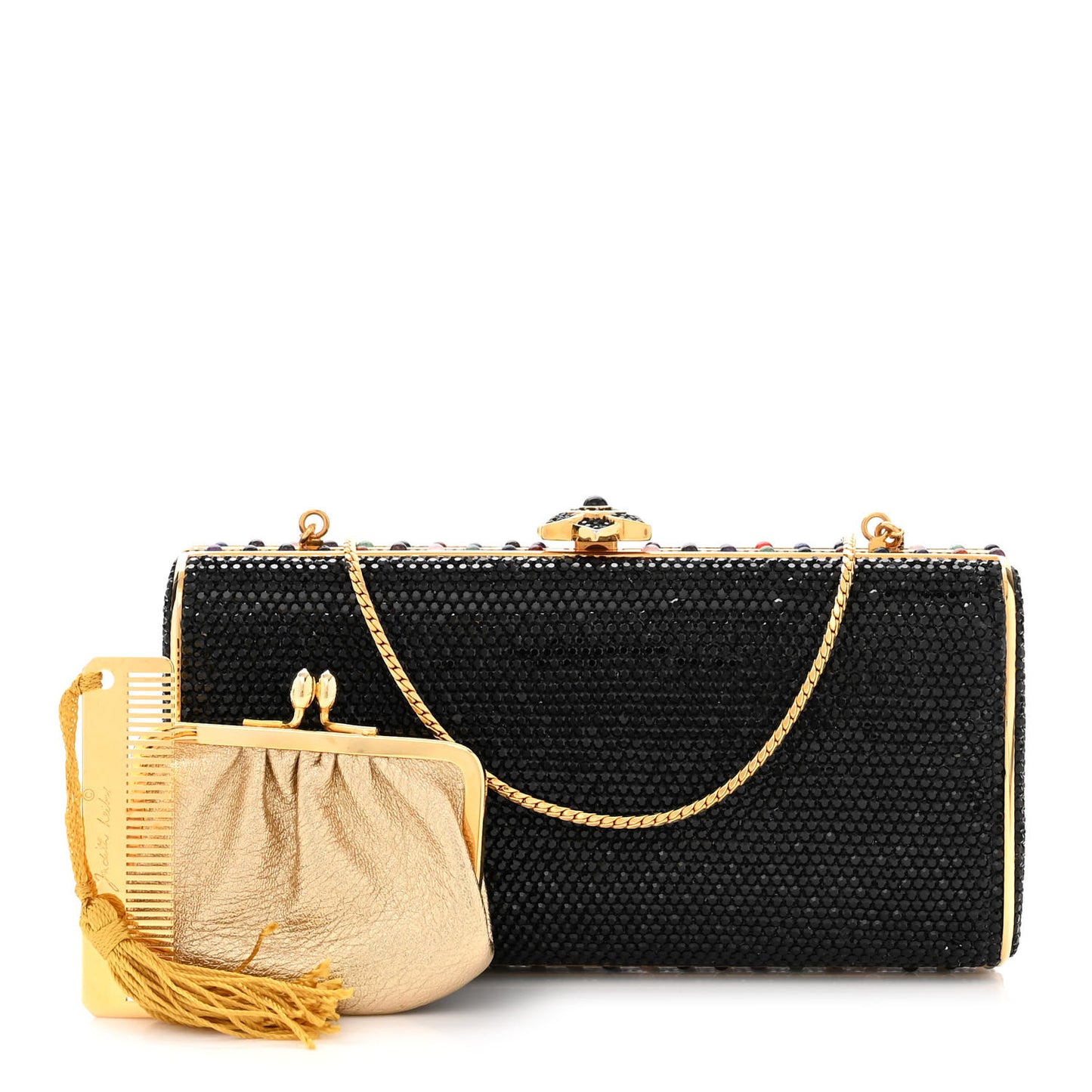 Swarovski Crystal Minaudiere Clutch Black