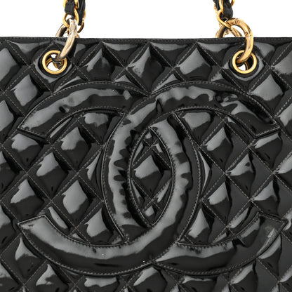 Chanel Patent Quilted Grand Shopping Tote GST Black 9 of 20