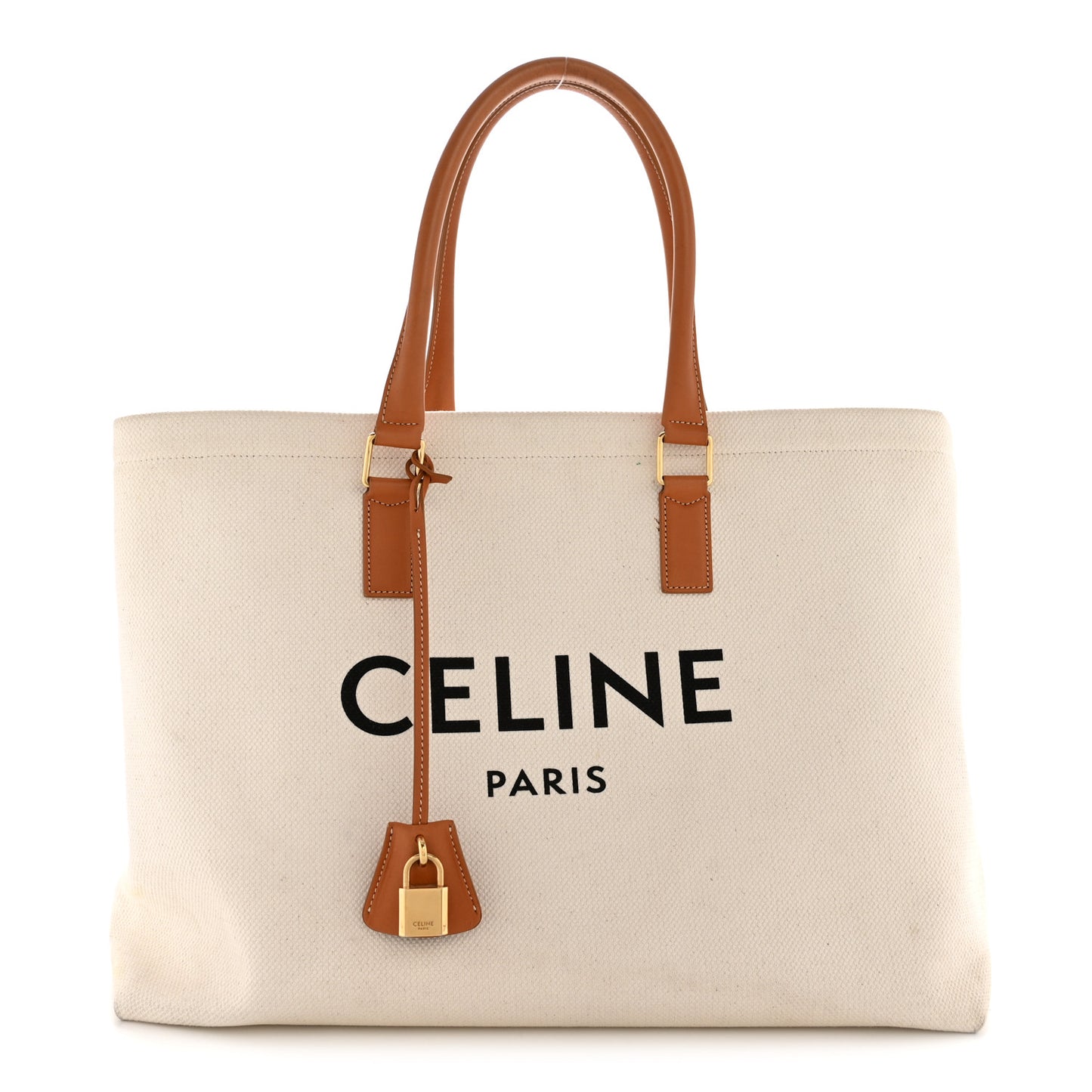 Canvas Calfskin Horizontal Cabas Natural Tan