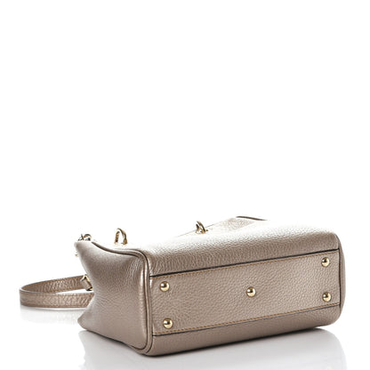 Gucci Metallic Calfskin Mini Bamboo Shopper Tote Golden Beige 5 of 11