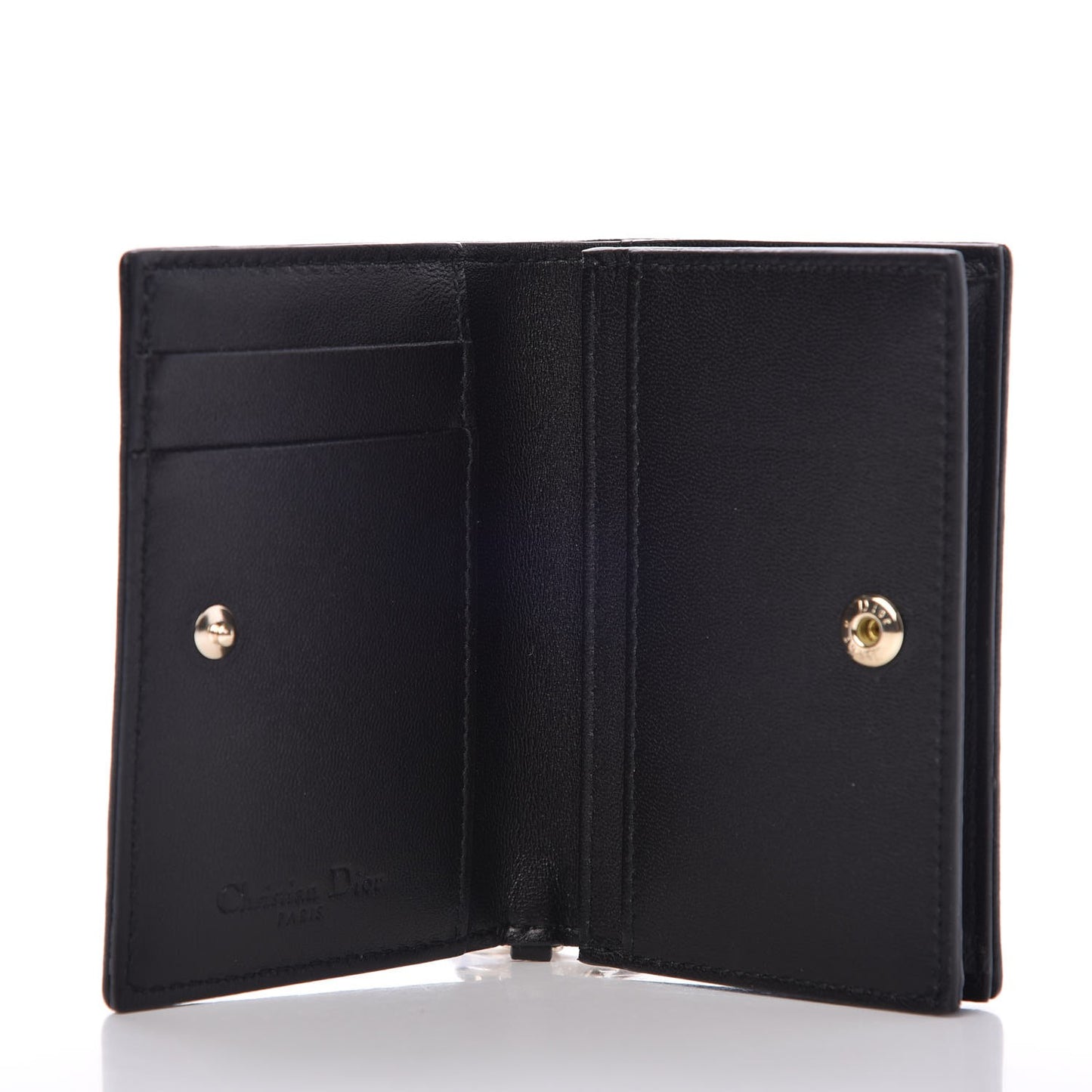 Lambskin Cannage Small Lady Dior Flap Card Holder Black