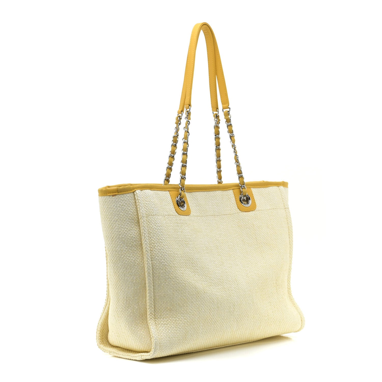 Chanel Woven Straw Raffia Small Deauville Tote Yellow 2 of 10