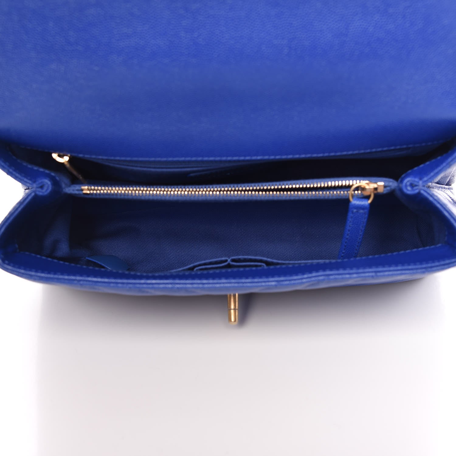 Chanel Caviar Chevron Quilted Small Coco Handle Flap Blue 5 of 10