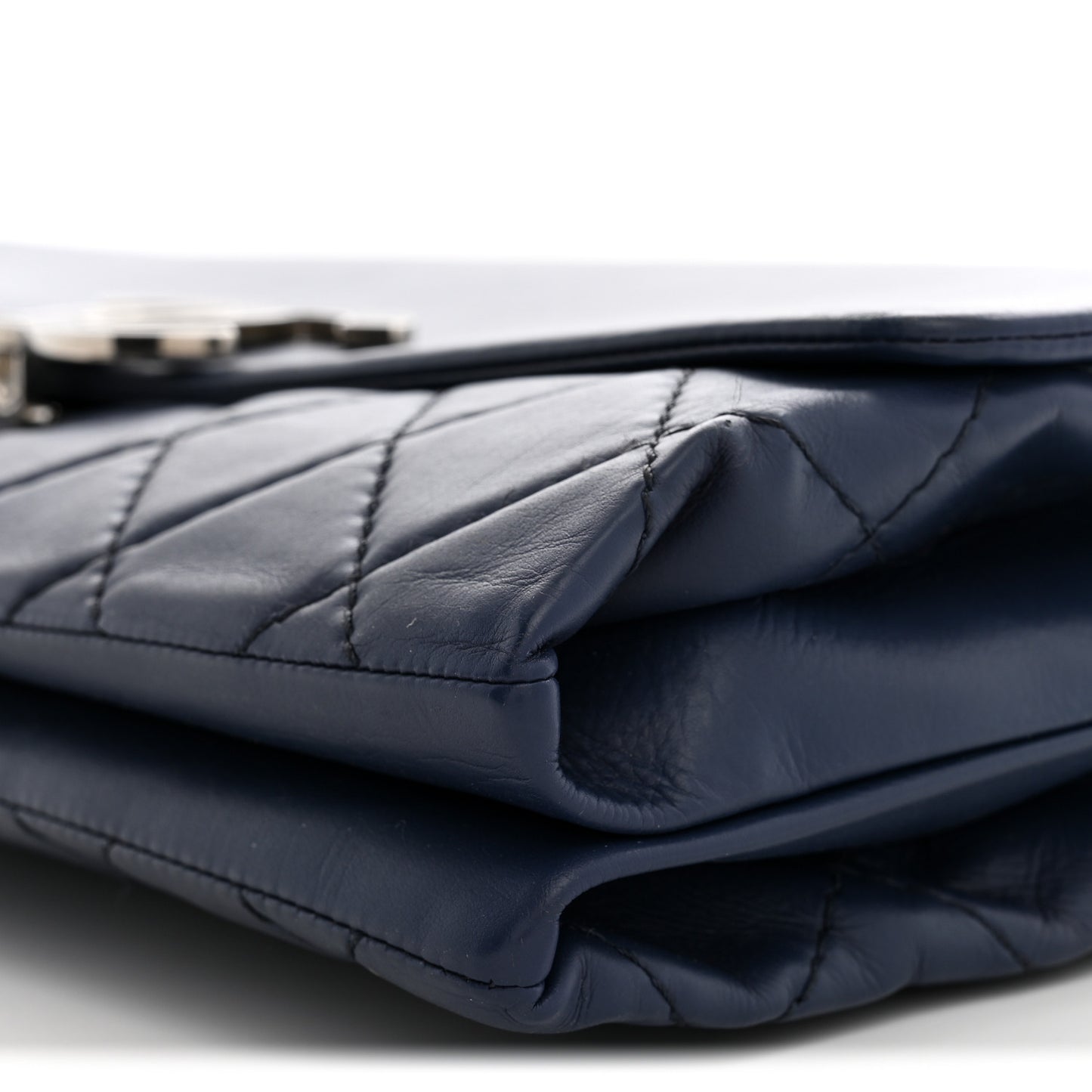 Distressed Calfskin Hamptons Accordion Flap Blue