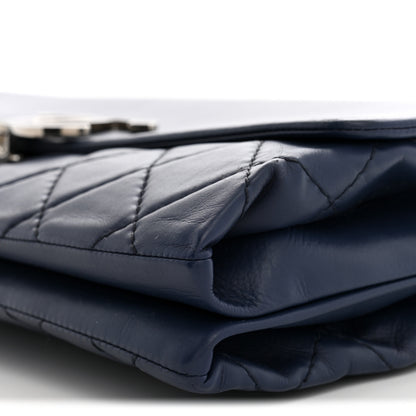 Chanel Distressed Calfskin Hamptons Accordion Flap Blue 10 of 12